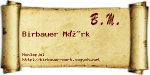 Birbauer Márk névjegykártya
